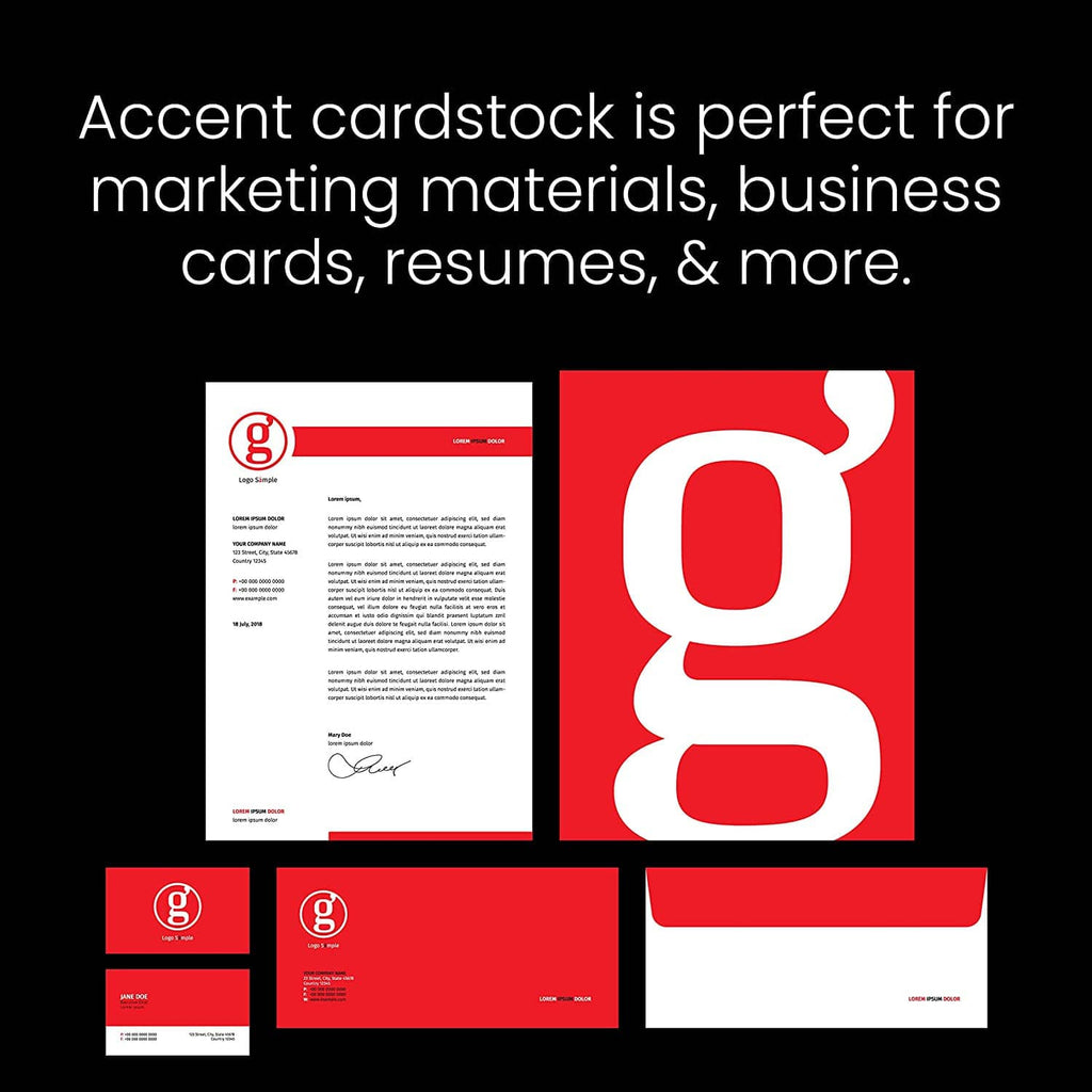 White cardstock used for marketing materials, business cards, and resumes