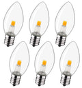 Candelabra night light bulbs, clear teardrop glass with warm LED and screw base