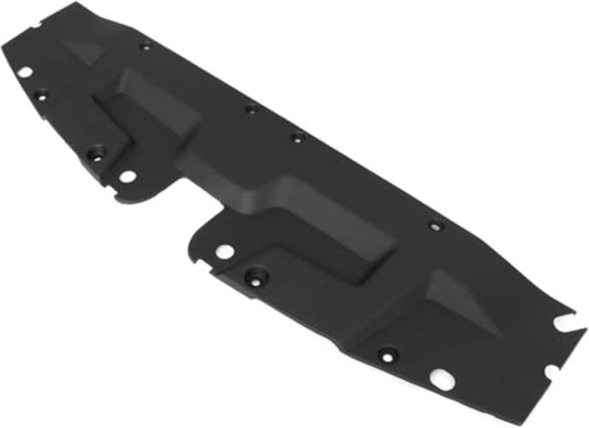 Black radiator support cover panel angled view with embossed supports