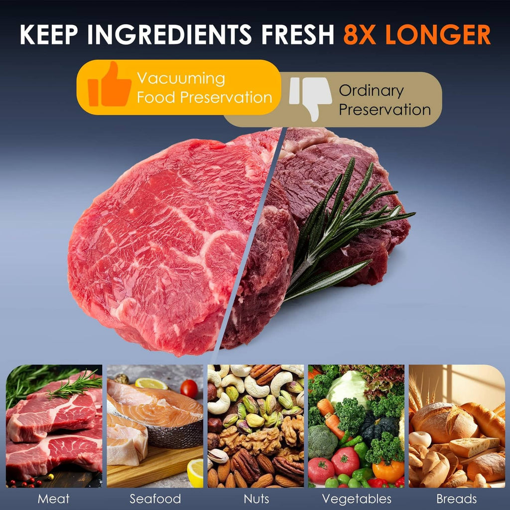 Vacuum-sealed meat portion with rosemary, for longer freshness