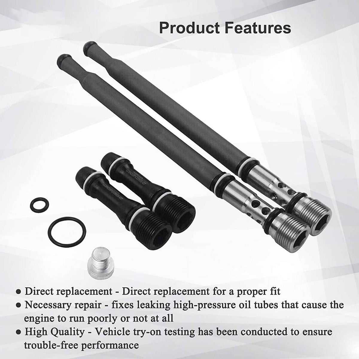 Stand pipe dummy plug kit with two pipes, two small end sleeves, O-rings, and cap