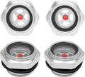 4-pack air compressor oil sight glass gauges with red indicator and metal hex fittings