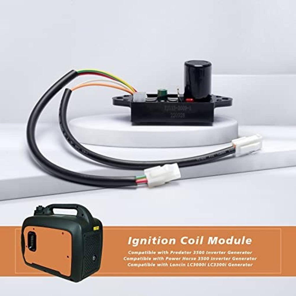 Ignition coil control module with mounting base and two wire connectors, angled