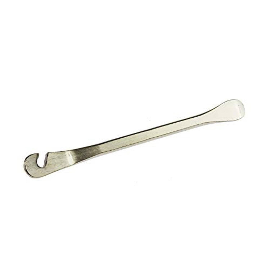 Single metal bike tire lever, silver curved hook tool for removing tires