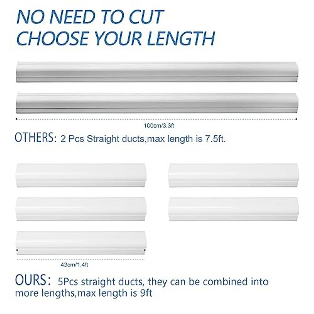 White mini split line set cover kit straight duct sections in different lengths