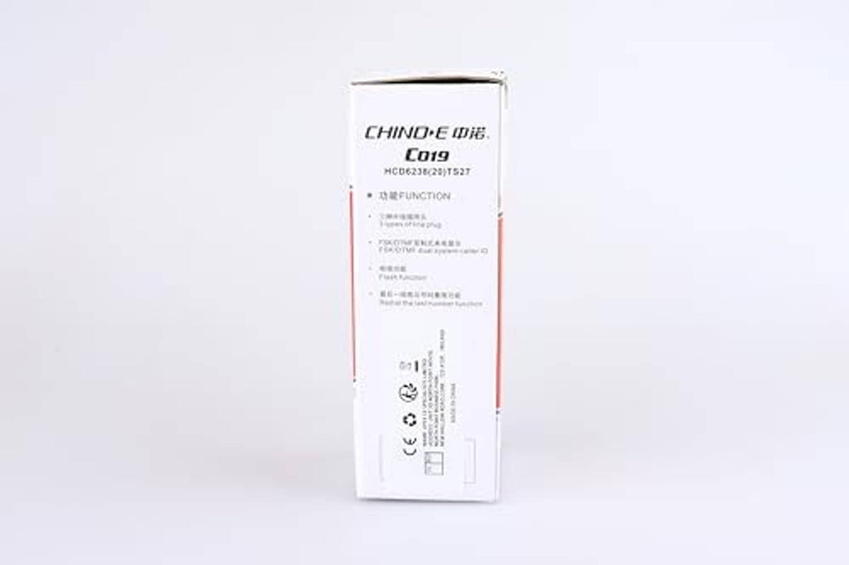 Telephone line network cable tester box back with CHINO-E details and barcode label.