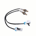 Upstream O2 oxygen sensor with two plug connectors and black wiring, metal probe tips