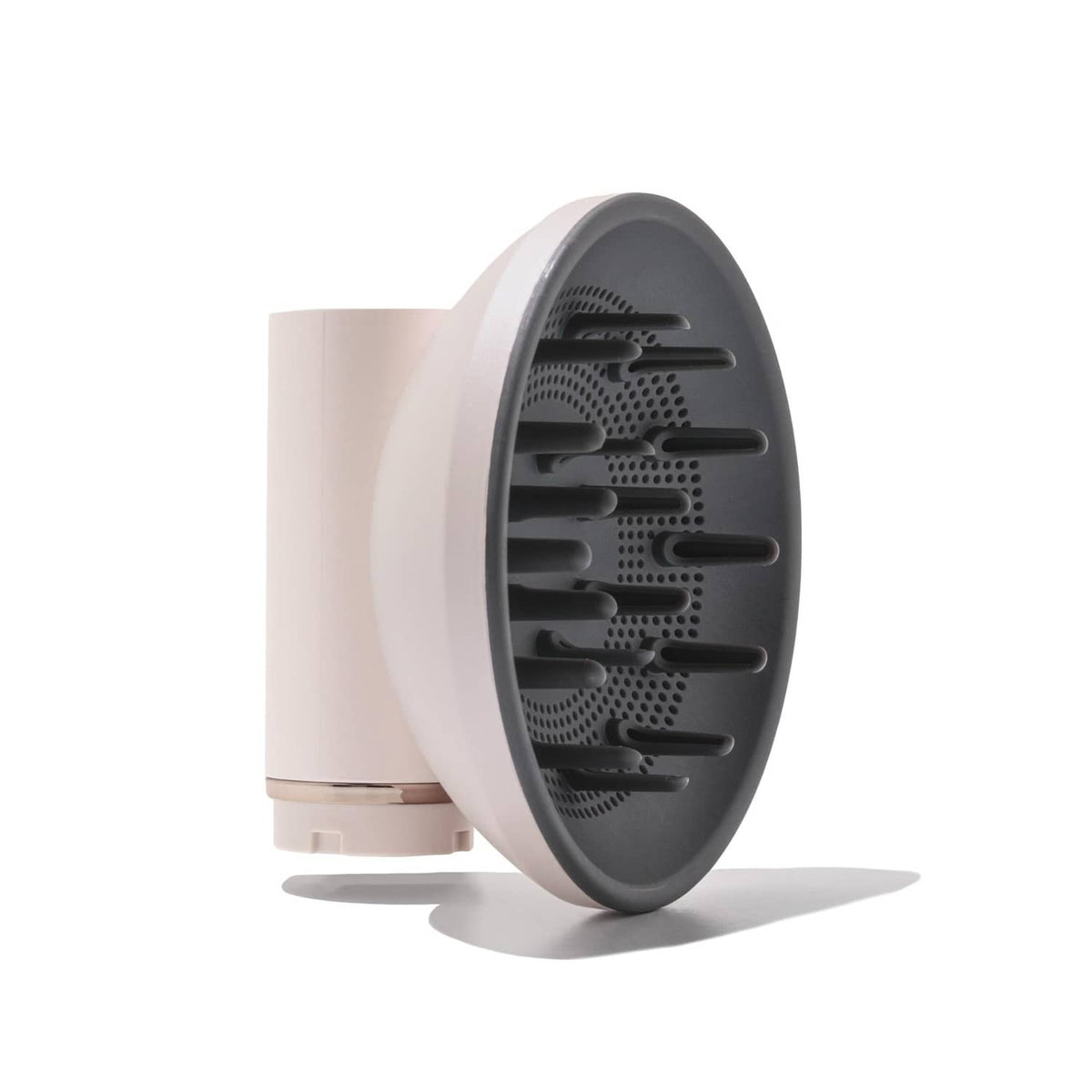Blush hair air-styler diffuser attachment with dark gray spiked plate and base
