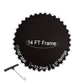 Black circular trampoline replacement mat with ring loops for 14 ft frame