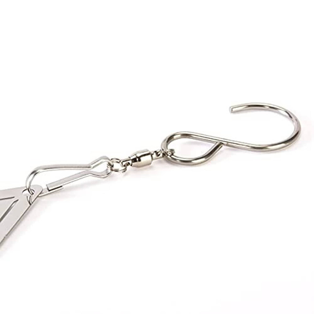 Metal hanging hook with swivel clip for attaching a teardrop wind spinner