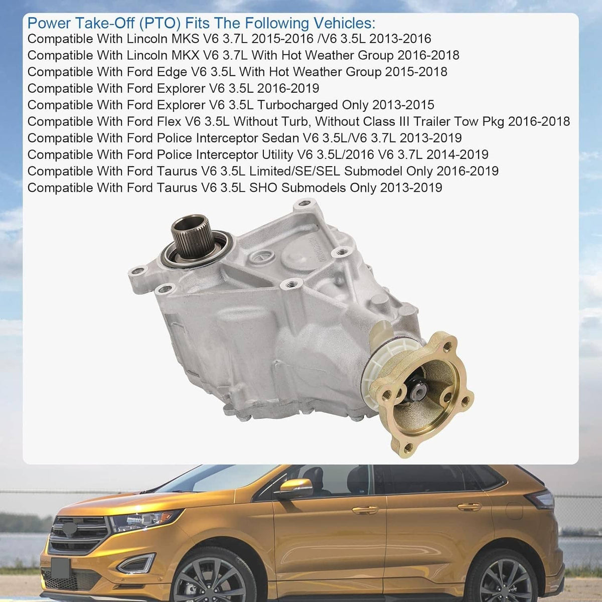 Transfer case PTO unit with gold flange and aluminum gear housing
