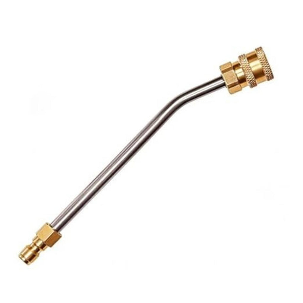 High-pressure washer gutter cleaner extension wand with brass quick-connect fittings