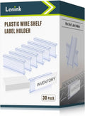 Plastic wire shelf label holders, clear 30-pack in retail box