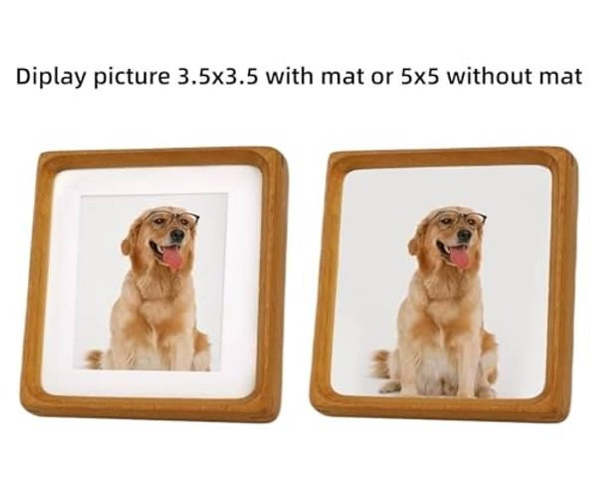 Teak wood picture frame set: with white mat and without mat, clear fronts