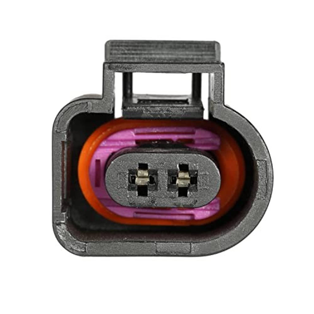 2-pin connector socket with purple insulator, orange ring, and metal terminals