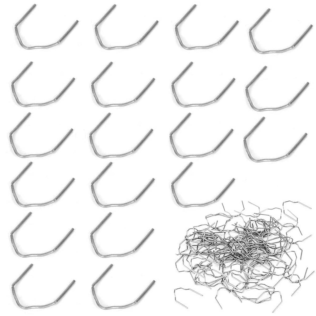 Silver V-shaped corner welding staples, 0.8mm wire, 500-piece set