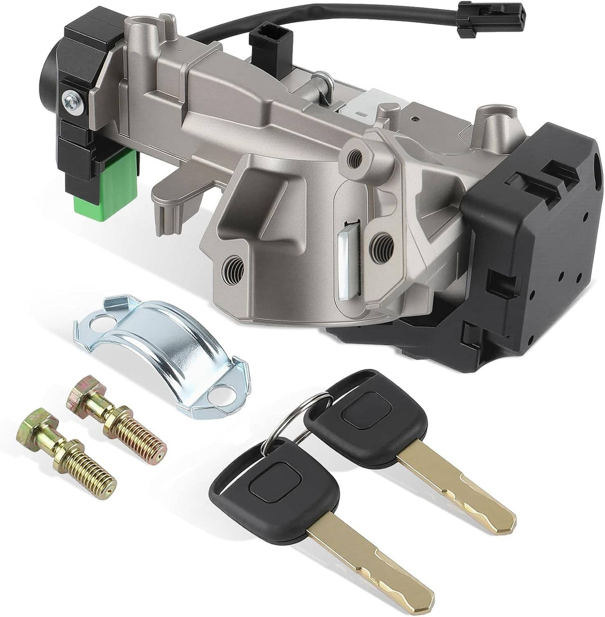 Ignition switch cylinder lock assembly with two keys and mounting hardware