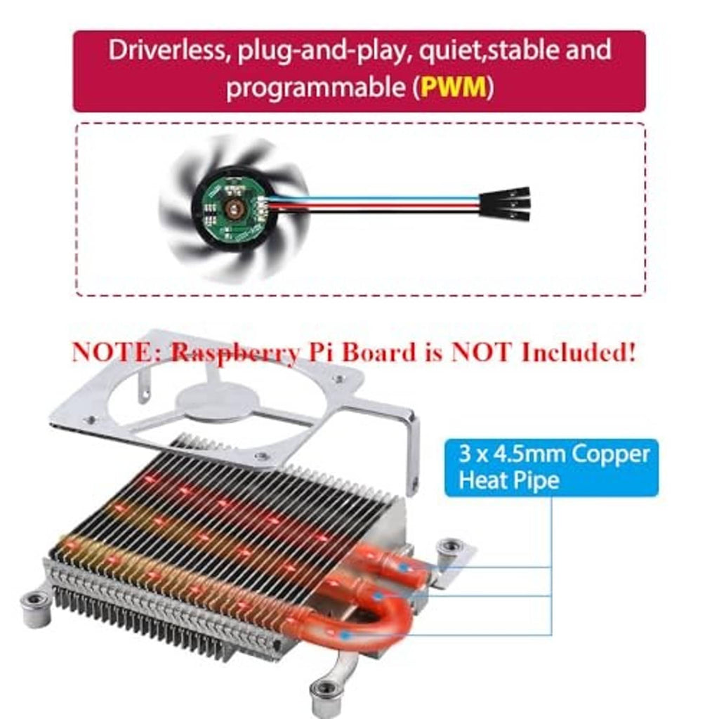 Ice tower heatsink with three 4.5mm copper heat pipes and black PWM fan