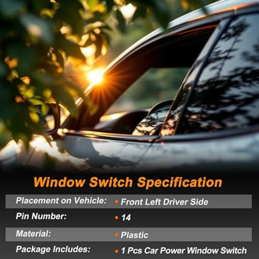 Window switch specification graphic for front left driver side installation