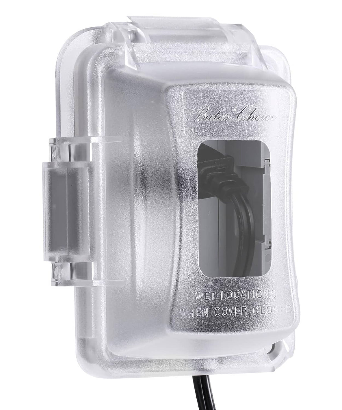 Clear 1-gang outdoor electrical outlet cover with hinged polycarbonate face and latch