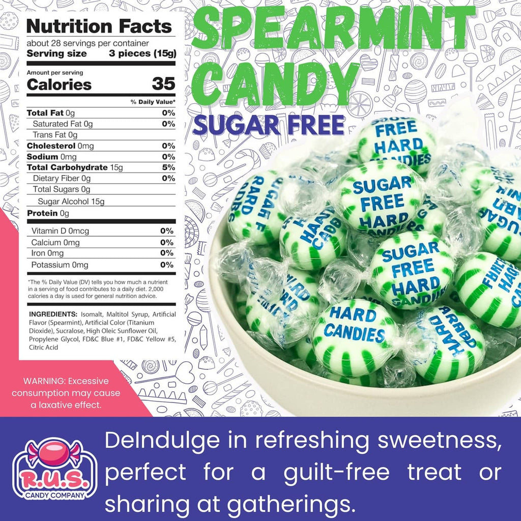 Bowl filled with green-and-white wrapped sugar-free hard candies
