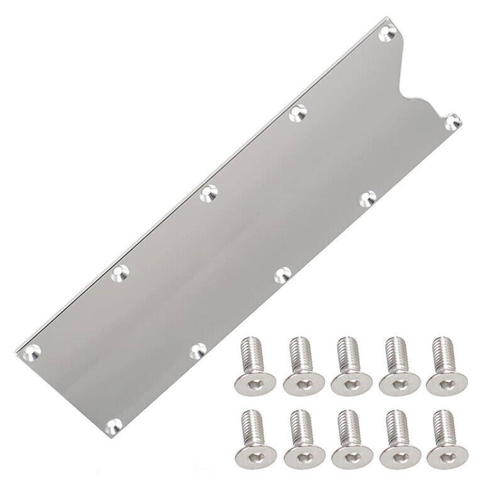 Billet aluminum valley pan cover plate with hardware, long panel and bolt holes