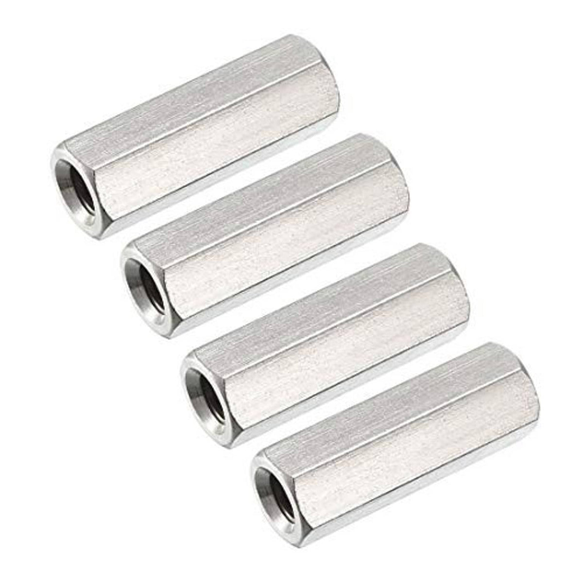 Stainless steel M6 hex couplings, 30mm long, internal threads (set of 4)