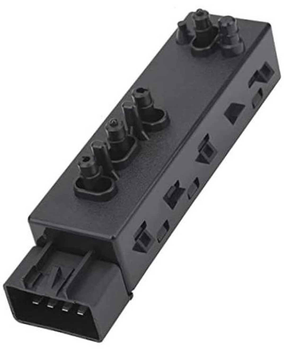 Power seat switch control module with multi-button top and side terminal ports