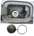 Tethered capless gas cover with black cap and round sealing ring