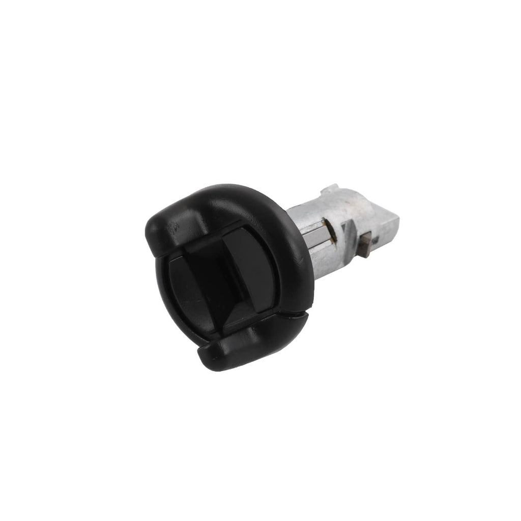 Ignition lock cylinder front with black cap and silver barrel