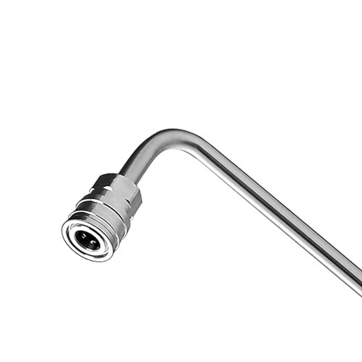Pressure washer wand extension quick-connect elbow with metal inlet fitting