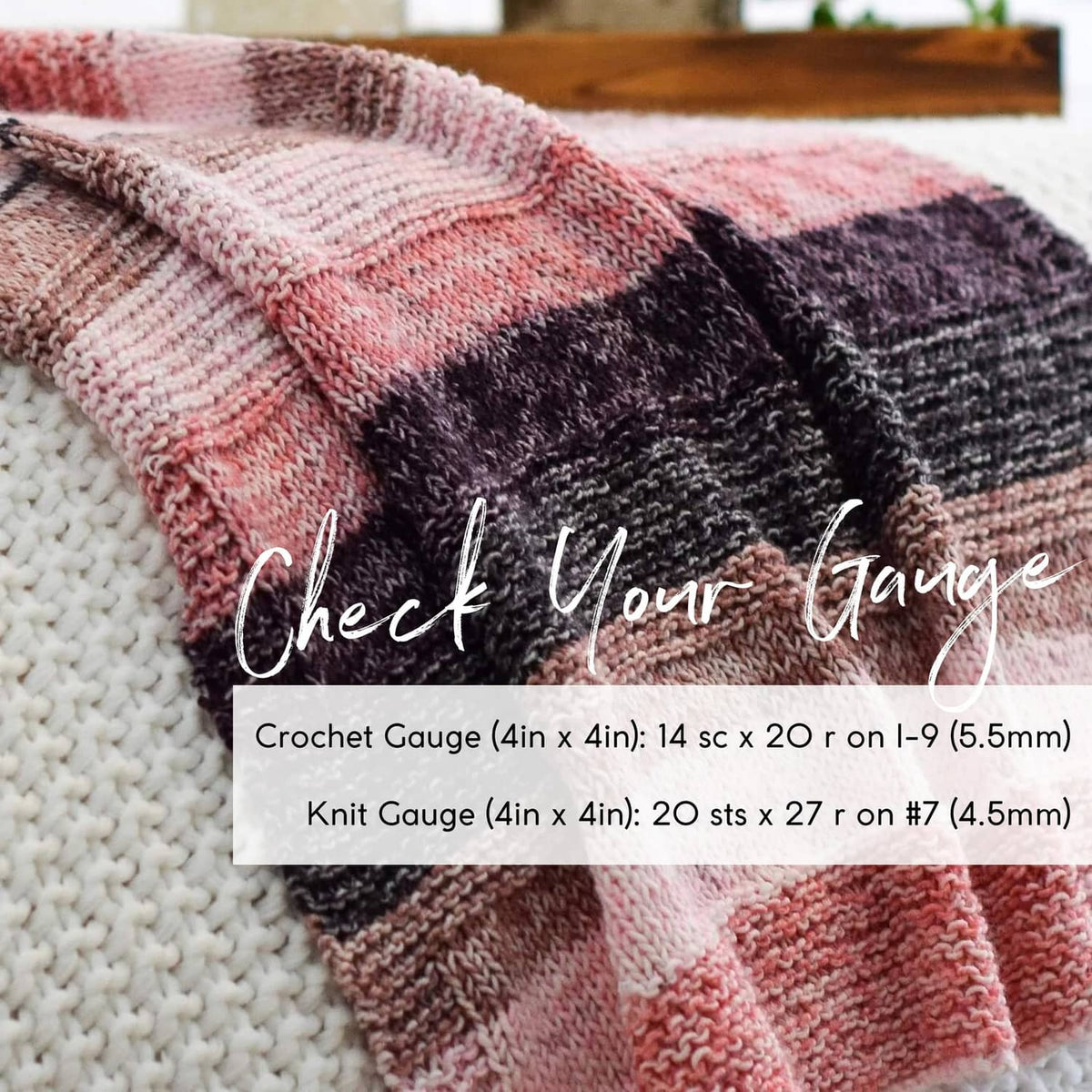 Knitted multicolor fabric swatch with blush pink, mauve, and dark gray stripes