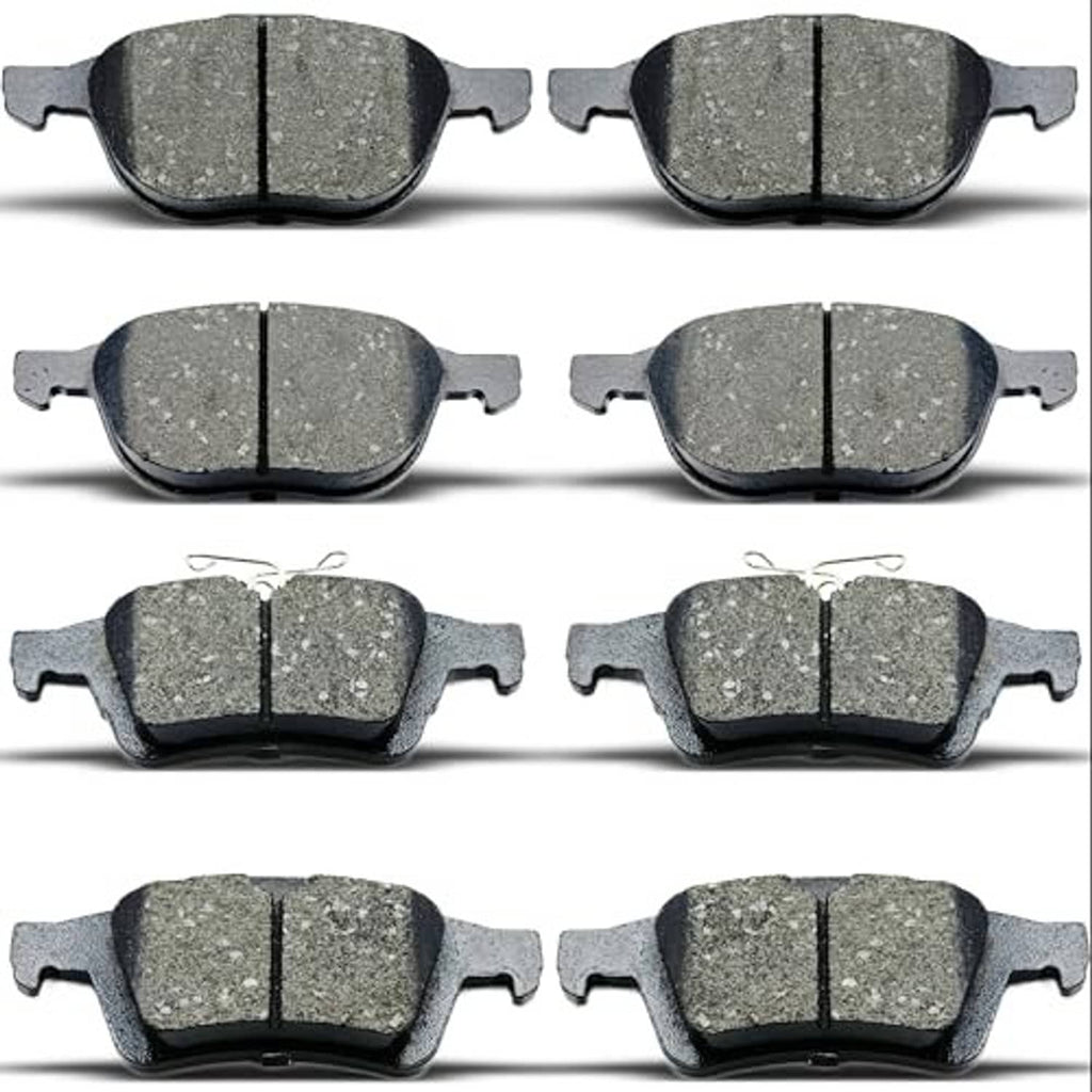 Ceramic brake pad set with multiple pairs, gray friction material and black metal backing
