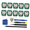 Pack of 10 green 2K3 ohm potentiometer modules with included screwdriver tools