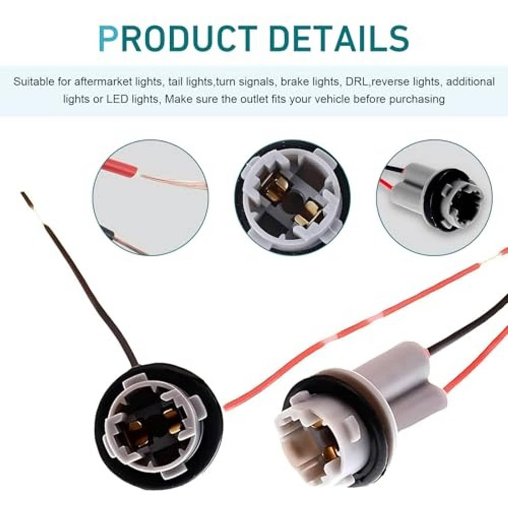 Two car light harness pigtail sockets with open terminals, red/black wire leads