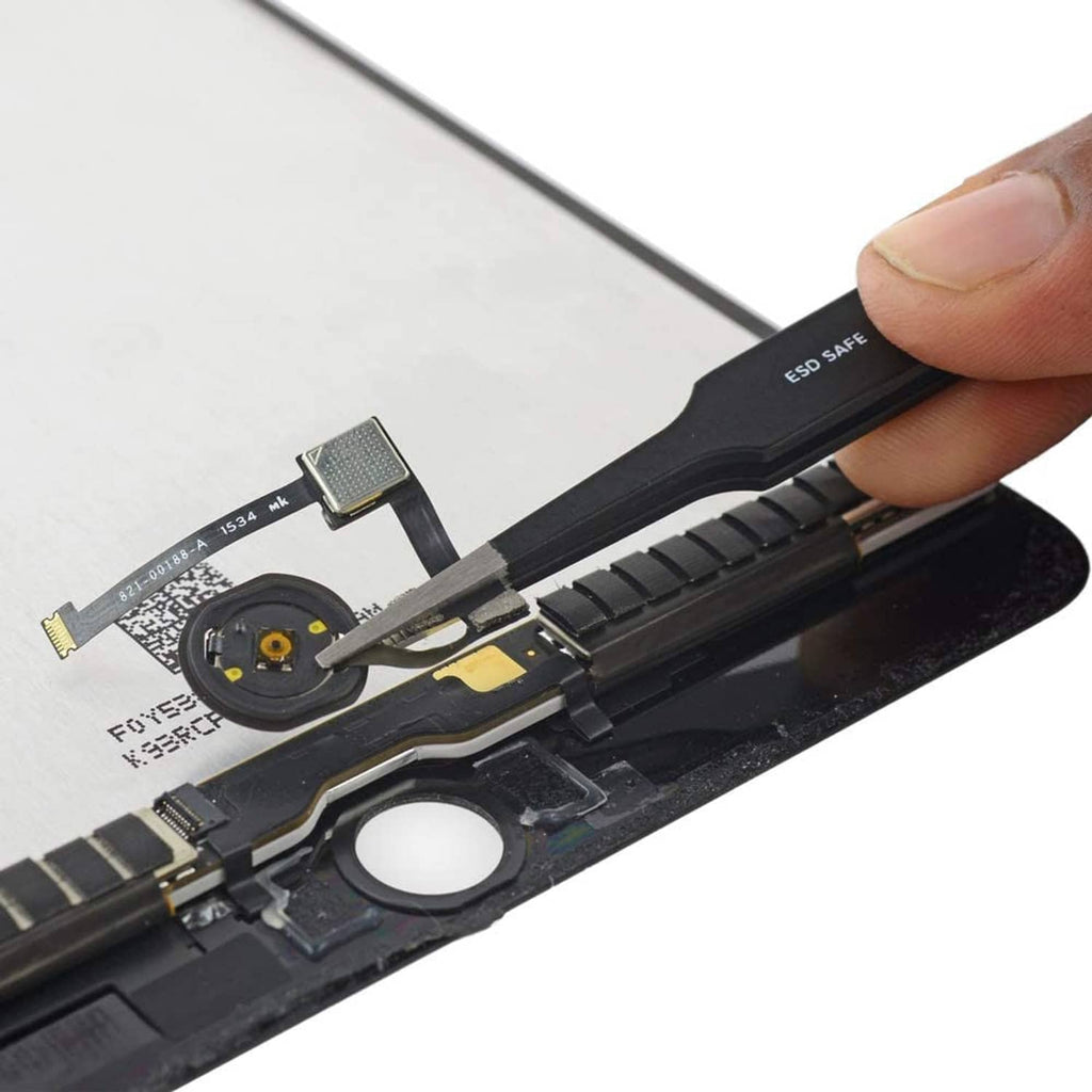 Home button replacement flex cable assembly with round switch and connector contacts