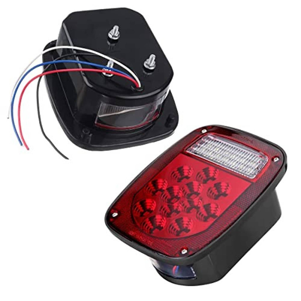 Red-and-white LED tail light with black housing and wiring module