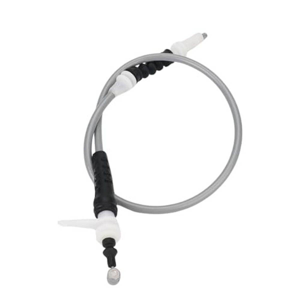 Hood release cable assembly with gray cable loop and black and white connector ends