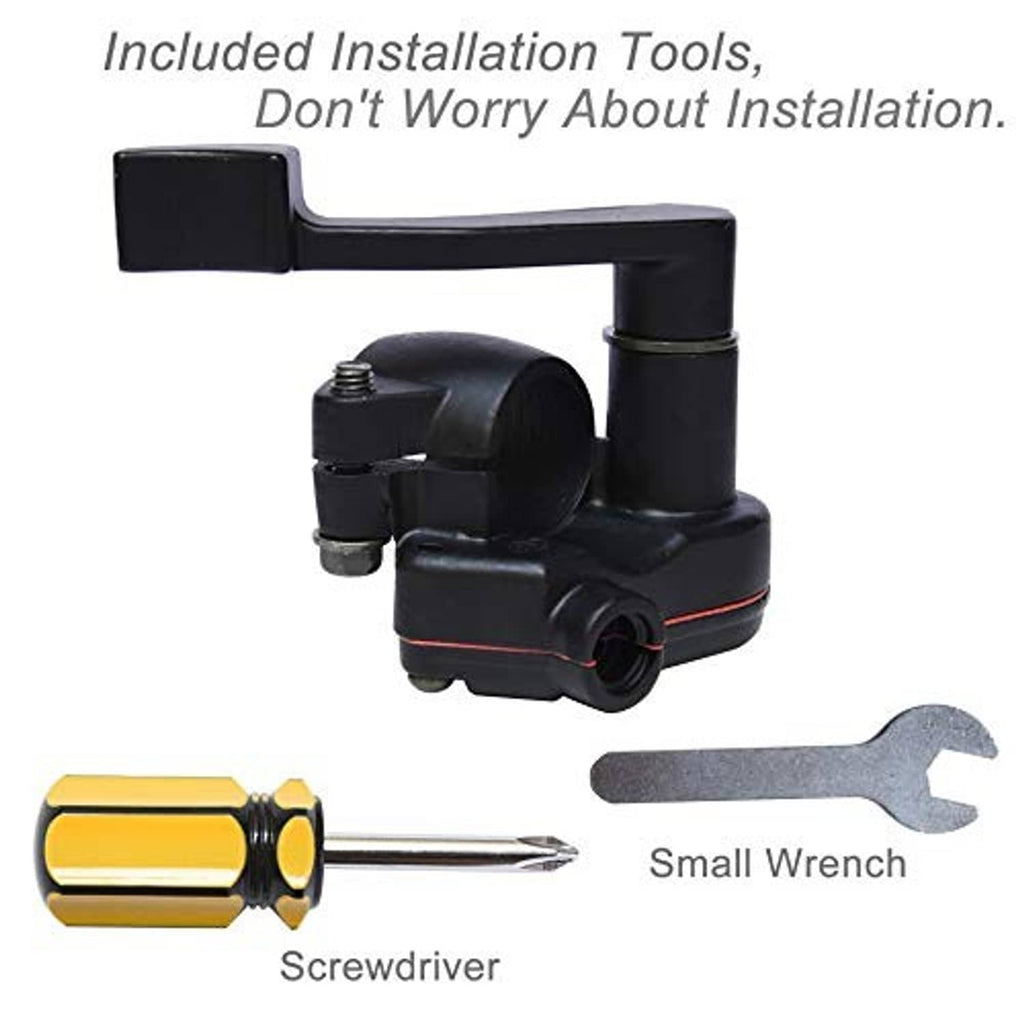 Thumb throttle cable accelerator handle assembly with included screwdriver and small wrench