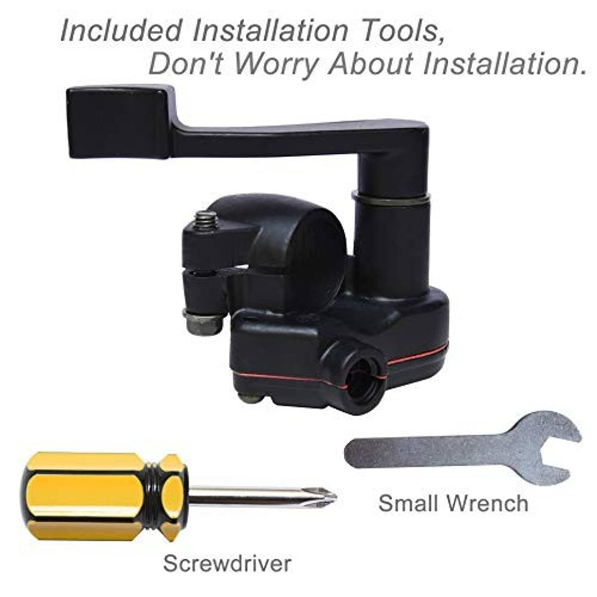 Thumb throttle cable accelerator handle assembly with included screwdriver and small wrench