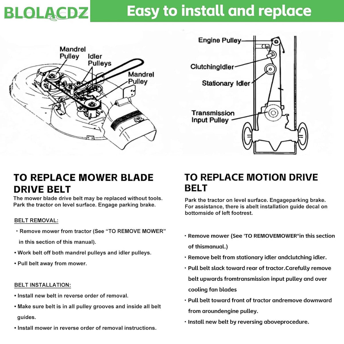 Black lawn mower deck drive belt, looped coil with even thickness