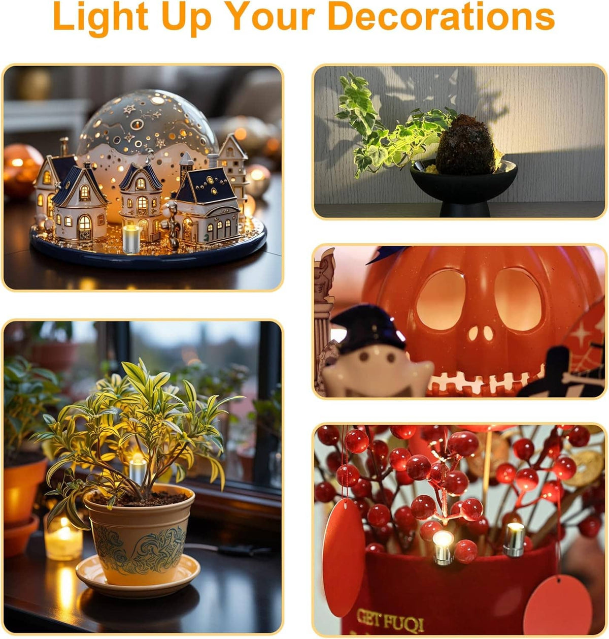 Mini LED spotlight lights lighting small indoor decorations like a terrarium and plant pot