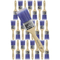 24-pack flat paint brushes with purple bristles and light wood handles