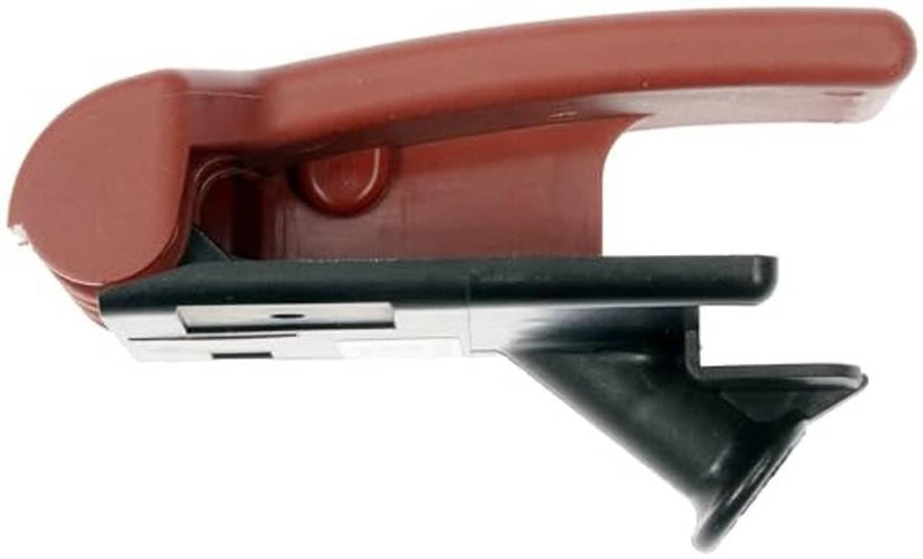 Red hood release handle with black latch parts, angled side view replacement