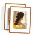 Set of 2 solid teak wood 11x14 picture frames with rounded corners