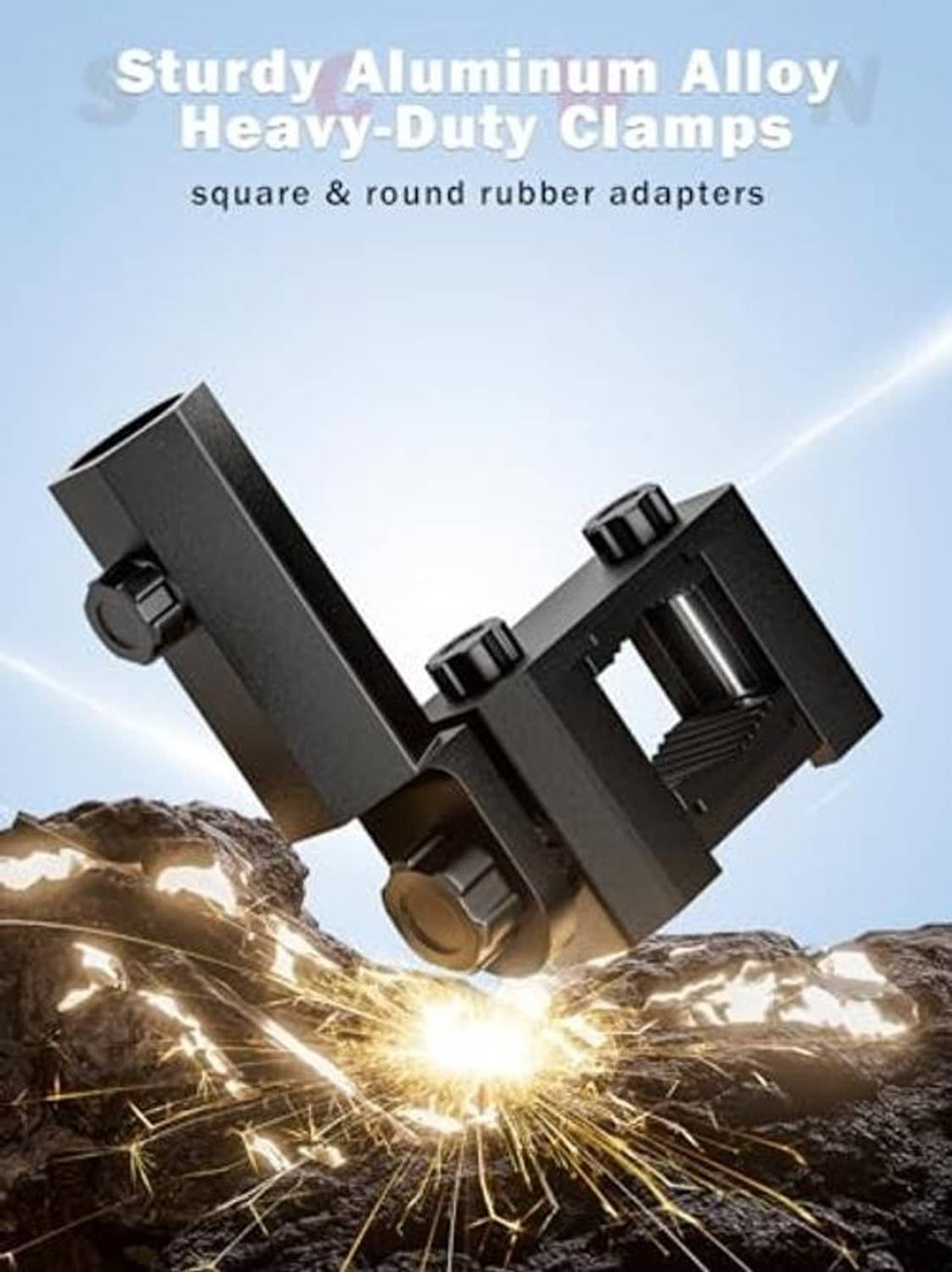 Heavy-duty clamp adapters for boat flag pole: square and round rubber