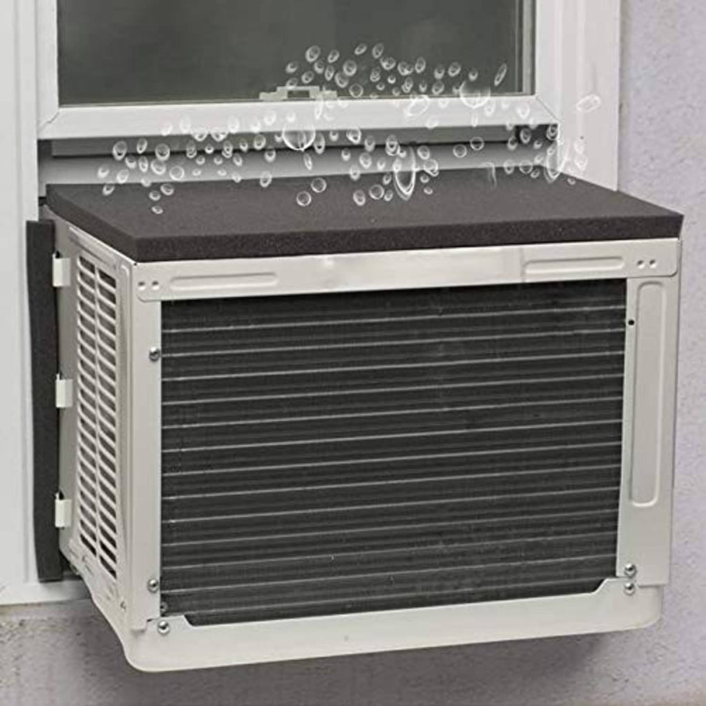 Air conditioner drip cushion with water droplets on dark gray/black foam pad