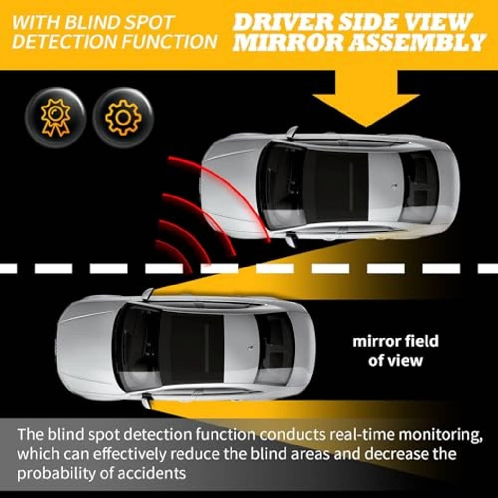 Driver side view mirror assembly with blind spot detection function