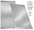 Silver stainless steel grill emitter plates with vented ridges and side brackets