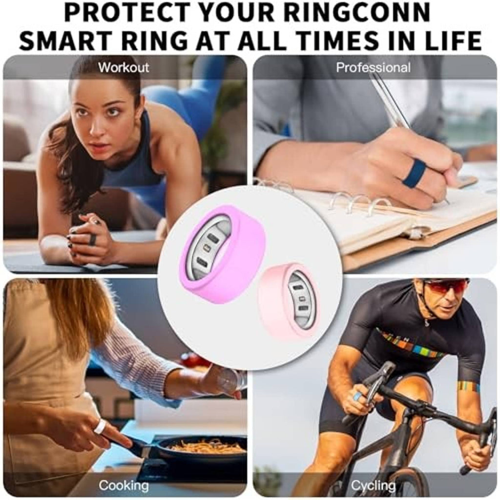Silicone smart ring covers protecting the sensor window in everyday use scenarios